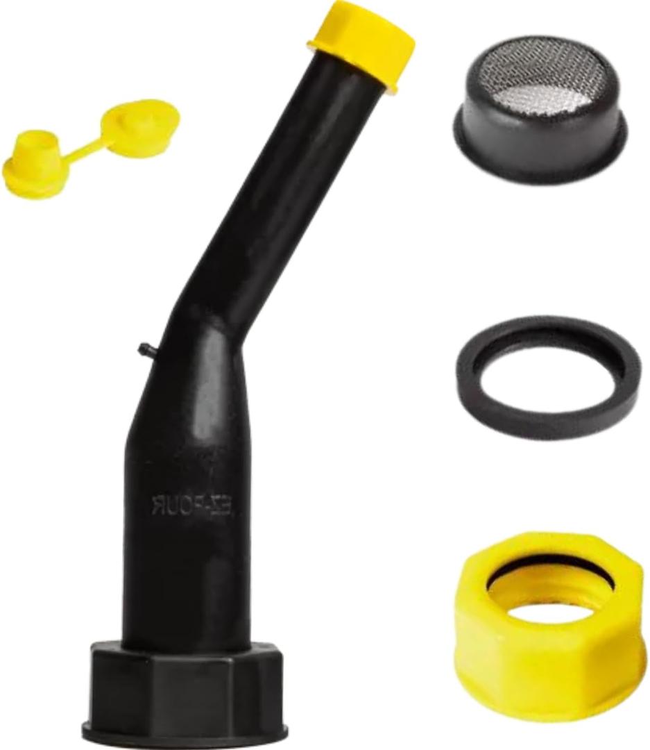 EZ-POUR Rigid Spout Replacement and Vent Kit (1 Pack) | 45 Angled Spout Fits 1-5/8" Openings | Compatible with all EZ-POUR Adapters | Fits Newer "Capless" Vehicle Tanks, Water Jugs, and Industrial Containers | Replacement Spout Kit (80080)