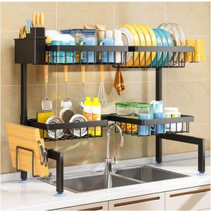 2 Tiers 4 Baskets (one More Than Others) Over The Sink Dish Drying Rack,fits All Sinks (from 24.8" to 35.4"),2-Tier Adjustable Sink Rack,Dishes Rack Kitchen Storage Organizer Space Saving