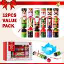 JOYIN 12 pcs Christmas No-Snap Party Favor, Xmas Nutcracker Design Funny Gifts for Kids Includes Party Hat, Jokes & Gifts, Christmas Table Decorations for Dinner Traditions Party Supplies