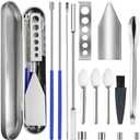 Artcome 15 PCS Versatile Capsule Filling Tool Kit for Pill Filler - Lab Scoops, Powder Pan, Herb Tamper and Capsule Holder - Ideal Tools for Medication and Supplements