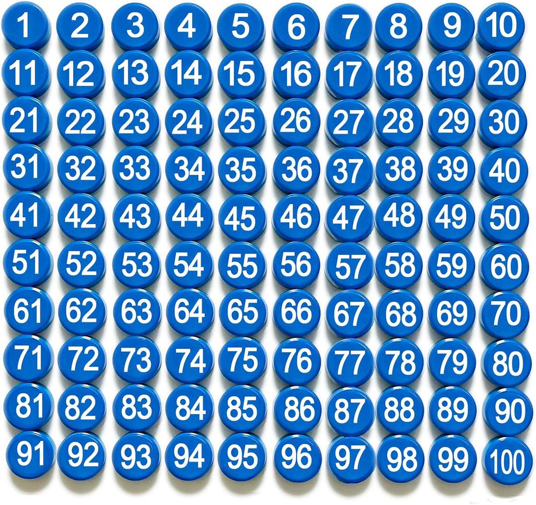 1-100 Magnetic Numbers, Magnets with Number for Dry Erase Boards, Round Number Refrigerator Magnets for Whiteboard in Home and Office (0.8" Diameter, Blue)