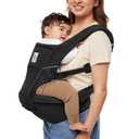 Ergobaby Alta Hip Seat Baby Carrier for Babies & Toddlers 4-48 Months (12-45 lbs) - 3-Position Convertible Ergonomic Baby Carrier with Storage Pocket, Sun Hood, Hip-Healthy Positioning - Onyx Black