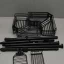 SWTYMIKI Shower Caddy Tension Pole  4Tier Corner Shower Organizer Tension Rod with Soap Holder, Toothbrush Holder & 4 Hooks, Adjustable Stainless Steel Bathroom Organizer 27.6 to 108.3 inch, Black