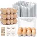 WIKDAY Plastic Egg Cartons 60 Pack 12 Count Cheap Bulk Clear Dozen Reusable Empty Egg Containers for Chicken Eggs Storage with Date Tracking Stickers Egg Care Instructions, Medium to Large