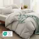 Bedsure Duvet Cover King Size with Fitted Sheet - 4 Pieces Prewashed Polyester Extra Soft Bedding Set, Includes 1 Duvet Cover 104''x90'' with Zipper Closure, 2 Pillow Shams, 1 Fitted Sheet, Linen