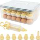Deviled Egg Containers with Lid & Handle, (Set of 2),Plastic Deviled Egg Carrier for 48 Eggs, Clear Stackable Storage Tray for Eggs, Cookies - Portable Platter for Picnic, Party