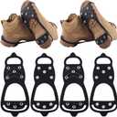 2 Pairs Ice Cleats for Shoes and Boots,Universal 8 Steel Studs Crampon Ice & Snow Grippers for Winter Hiking Climbing Ice Fishing,Anti-Slip, M: Women / Men