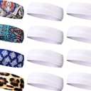 24 Pieces Sublimation Headband Blank Tie Dye Headband Heat Transfer Yoga Hairbands Elastic Sweatbands Iron on Transfer Bandana Head DIY Wrap Scarf for Women Sports, White