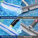 Pool Brush with Pole 8ft, Pool Brush Head for Above Ground, Inground Pools, 18" Cleaning Scrubber Tools for Swimming Pool, Pool Cleaning Kit and Pole, Metal Long Handle, Nylon Bristles