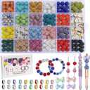 508pcs Rhinestone Handcrafted Beads, Including 264pcs Disco Ball Clay Rhinestone and 120pcs Spacer Beads Necklace Jewelry Making,DIY Shambhala Disco (10mm Multicolor)