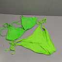 CharmLeaks Women Halter Bikini String 2 Piece Triangle Swimsuit Tie Side Swimwear (X-Large, Neon Green)