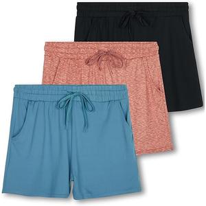 Real Essentials 3 Pack: Girl's Lounge Soft Comfy Shorts with Drawstring - Yoga Athletic Sweat Shorts with Pockets (2X)