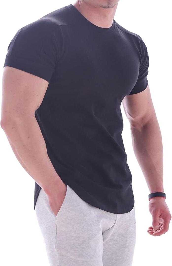 Workout Shirts for Men Short Sleeve Quick Dry Athletic Gym Active T Shirt Moisture Wicking (XX-Large, Black)