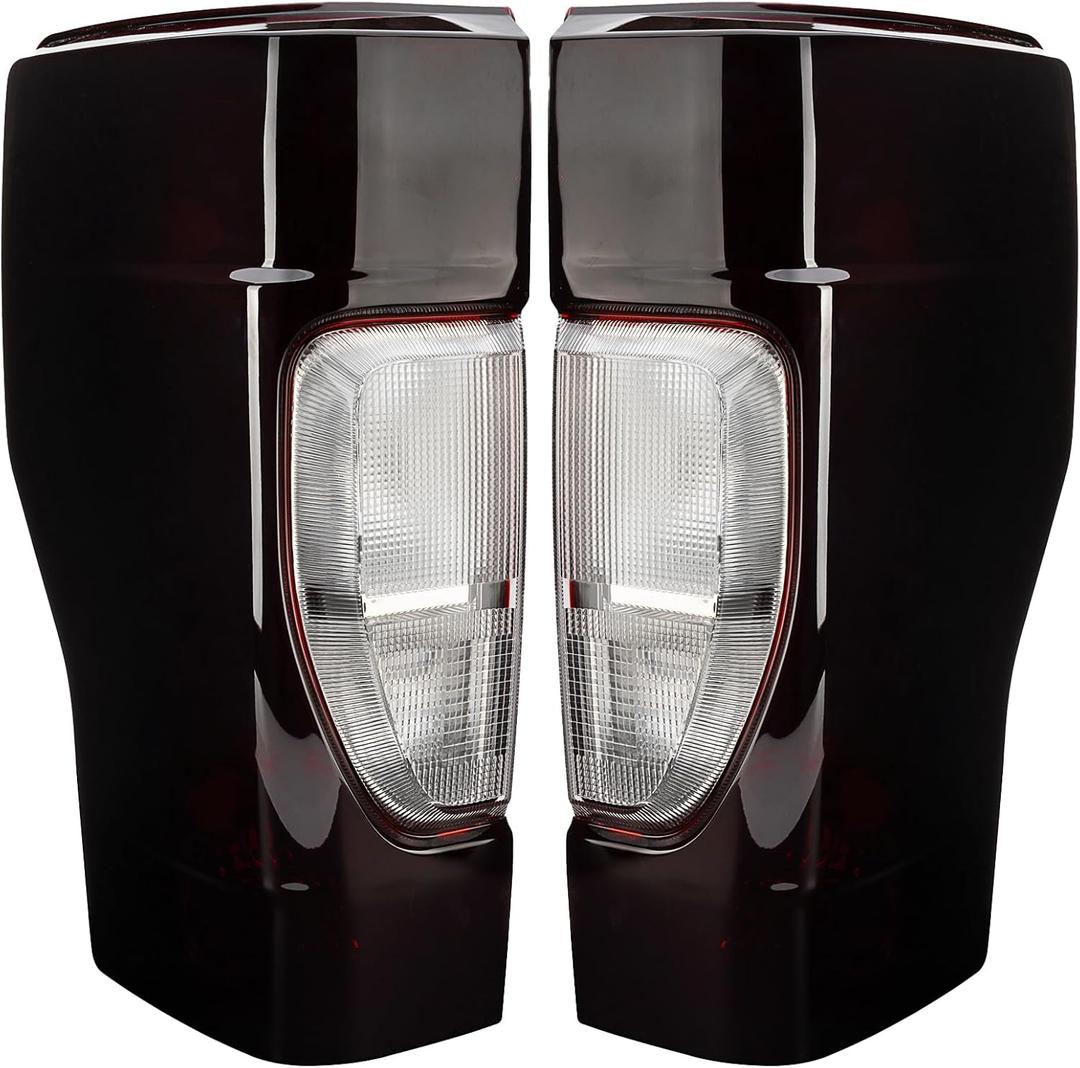 Tail Light Assembly Compatible With 2020-2022 Ford F250/F350/F450 Super Duty Driver and Passenger Side Smoke Red Rear Taillight Tail Lamp Halogen Brake Lamp (w/o Blind Spot) (Non- LED)
