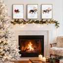 HKBS Framed Christmas Wall Art Decor, Set of 3 Christmas Wall Canvas Prints Pictures Farmhouse Santa Claus Is Coming To Town for Holiday Home Decorations Indoor (12"x16", Burlywood)