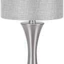3 Way Touch Control Table Lamp, Dimmable Bedside Desk Lamp with Metal Base Modern Nightstand Lamp Stylish Grey Shade Simple Side Table Lamp for Bedroom, Living Room, Office or Den LED Bulb Included