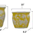 Galt International Yellow & White Round Fluted Floral Porcelain Ceramic Plant Flower Planter Pot Set of 3 (7.5", 10", 13") Garden Pots Chinese Asian Design