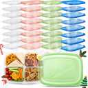 Havawish 32 Pack 37 oz Bento 4 Compartment Meal Prep Container with Reusable Lid Togo Take out Plastic Storage Containers Lunch Bento Boxes, Large, Shrink Wrap, Leakproof, Microwave Freezer Safe