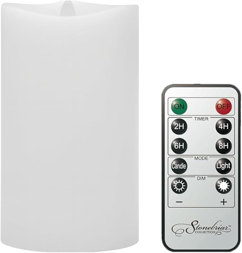 Stonebriar 3 Count White Real Wax 3x6 Flameless LED Pillar Candles with Remote and Timer
