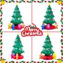 9ft Christmas Tree Decoration with Gingerbread Men Inflatable Outdoor Indoor Decor, Giant Blow Up Weatherproof Xmas Decorations for Yard, Built-in LED Rotating Light for Gardern Lawn Winter Holiday