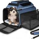Petskd Top and Side Expandable Pet Carrier 18x11x11 Inches Delta United Airline Approved, SoftSided Carrier for Small Cats and Dogs with Locking Safety Zippers and AntiScratch Mesh(Blue)