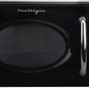 Nostalgia Retro 1000W Microwave Oven 1.1 Cu Ft Capacity Child Safety Lock, 8 Auto-Cook Settings Countertop Kitchen Appliance Black