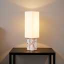Cruiser’s Caché 18" Contemporary Contemporary Agate Table Lamp, Natural Color with Handloomed Fabric Lampshade
