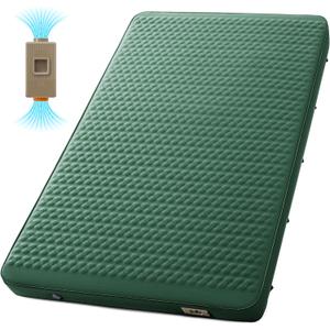 Double Self Inflating Sleeping Pad with Electric Pump - 4" Ultra-Thick Memory Foam Camping Mattress for 2 Person, Portable Outdoor Air Camp Mat Gear for Tent Car Truck Travel Hiking (Green), Full
