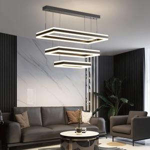 Modern Ceiling Pendant Light, LED Chandelier with Remote Control Dimmable 3 Color Mode & Brightness, Anti-Flicker Pendant Lights Kitchen Island Light Fixture for Dining Room Living Room, 15.74in+23.62in+31.49in