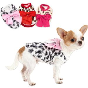 hoyuwak 3 Pieces Dog Sweaters for Small Dogs Warm Winter Puppy Clothes Yorkie Chihuahua Teacup Puppy Girl Thick Outfit