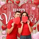 INRUI Happy Valentine's Day Photography Backdrop Rustic Wood Red Love Heart Valentine's Day Theme Bridal Baby Shower Party Decorations Banner (7x5FT)