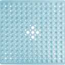 Yimobra Shower Stall Mat Non Slip, 21x21 Inch, Soft Square Bath Mat for Shower with Suction Cups and Drain Holes, Stall Floor Mats for Bathroom, Machine Washable, Bathroom Accessories, Light Blue