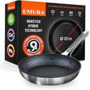 Emura Non Stick Frying Pan | 10" Professional Cookware Aluminum Nonstick Coating Skillet | PFOA and PTFE free, Scratch Resistant, Induction & Oven Safe Cooking | All stovetops