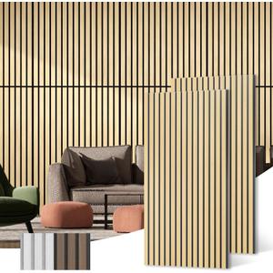 Acoustic Wood Wall Panels, 2-Pack 45.3" x 23.6" Soundproof Wall Panels, Wood Slat Wall Panels for Wall Decor, Natural Oak