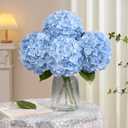 4 Pcs Blue Hydrangea Artificial Flowers, Latex Real Touch Hydrangea Flowers, 19.6'' Full Faux Hydrangea Flowers Fake Flowers for Home Decor Party Wedding Centerpiece Bouquet Floral Arrangements