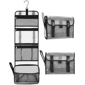 Relavel Travel Hanging Toiletry Bag for Men Women Travel Kit Shaving Bag Waterproof Large Makeup Bag Wash Bag Makeup Organizer Cosmetic Case for Bathroom Shower Semitransparent (01B Semi-clear)