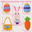 5 Pcs Finished Easter Positive Crochet Animals for Teen Girls & Adults Women, Handmade Filled Easter Basket with Crochet Bunny, Carrot, 2 Eggs, Easter Decoration Gifts Prefilled with Animal Stuffers