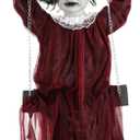 Fun Costumes Scary Hanging Swing Girl Halloween Decoration Light-Up with Motion Activation, Creepy Red Dress Indoor & Outdoor Horror