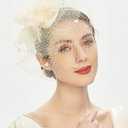 Cizoe Fascinator Hats for Women Tea Party Headband Kentucky Derby Wedding Flower Mesh Veil Fascinator (White)