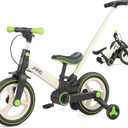 JMMD Toddler Bike with Push Handle for Kids 18-60 Months, 6 in 1 Foldable Push Bike with Training Wheels, Pedals, Brakes, Kickstand, Kid Balance Bike Gift & Toys for Boy & Girl (Large, Green)