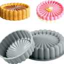 10 Inch Silicone Cake With 8 Inch Pan Set (2 Pack) - Nonstick Baking Mold for Pound Cake, Jello, Bread & Brownies, Dishwasher Safe, Grey