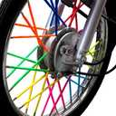 Motorcycle Bicycle Wheel Spoke Covers, 72 Pack, 240mm Length, Multi-Color Decorative Protectors for Wheels, Green, Plastic