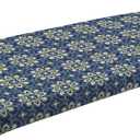 Honeycomb Outdoor Essentials Bench Cushion, 44 x 18, Medina Medallion Blue Seat Pad for Porch Swing and Patio Furniture