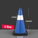 BATTIFE 8 Pack 18 Inch Traffic Cones, PVC Blue Cone, Black Weighted Base