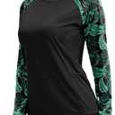 Viodia Rash Guard for Women UPF 50+ SPF UV Long Sleeve Shirts Sun Protection Quick Dry Hiking Swim Shirt with Pockets (XX-Large, Leaf)