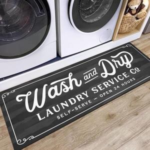 KOZYFLY Laundry Room Rug Runner 20"x48" Non Slip Kitchen Rugs Washable Laundry Room Mat Waterproof Mudroom Floor Carpet Runner Farmhouse Decor, 1.7x4ft, Dark Grey, Wash and Dry KOZYFLY Laundry Room Rug Runner 20"x48" Non Slip Kitchen Rugs Washable Laundry Room Mat Waterproof Mudroom Floor Carpet Runner Farmhouse Decor, 1.7x4ft, Dark Grey, Wash and Dry