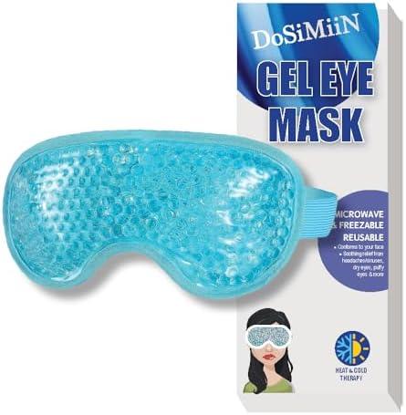 USA Merchant - Cold & Hot Eye Mask Gel Bead Mask for Dry Eyes, Dark Circles, Stress Relief, Migraines, Eye Ice Pack, Reusable, Compress Mask, Convenient Storage Bga (Eye Mask Blue)