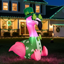 Leyndo 5FT St. Patrick's Day Inflatable Flamingo Outdoor Decorations with LED Lights Shamrock Blow Up for Yard Lawn Garden Holiday Party Festival Decor