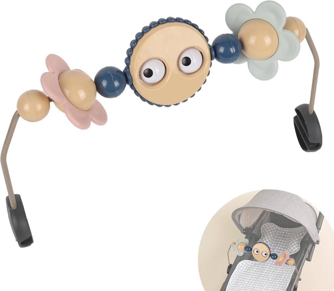 Toy Bar for Baby Bouncer Stroller Arch Googly Eyes Toy for Babies Car Seat, Babies Bouncer Accessory, Easy to Install & Baby-Safe Plastic - No Music & Short Handle