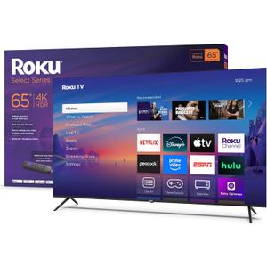 Roku Smart TV 2025  65-Inch Select Series, 4K HDR TV  RokuTV with Enhanced Voice Remote  Flat Screen LED Television with Wi-Fi for Streaming Live Local News, Sports, Family Entertainment